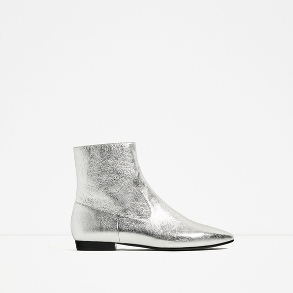 zara silver ankle boots
